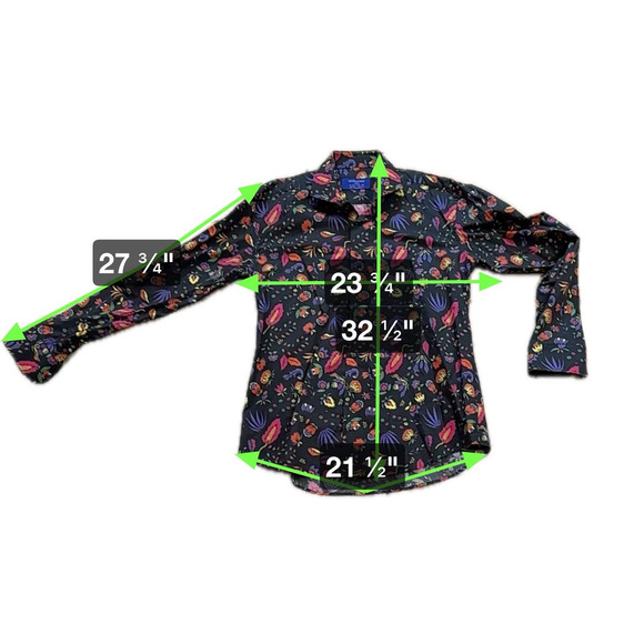 GrosVenor London Men's Funky Casual Colorful Black Floral Print Slim Fit sz XL - Picture 5 of 10